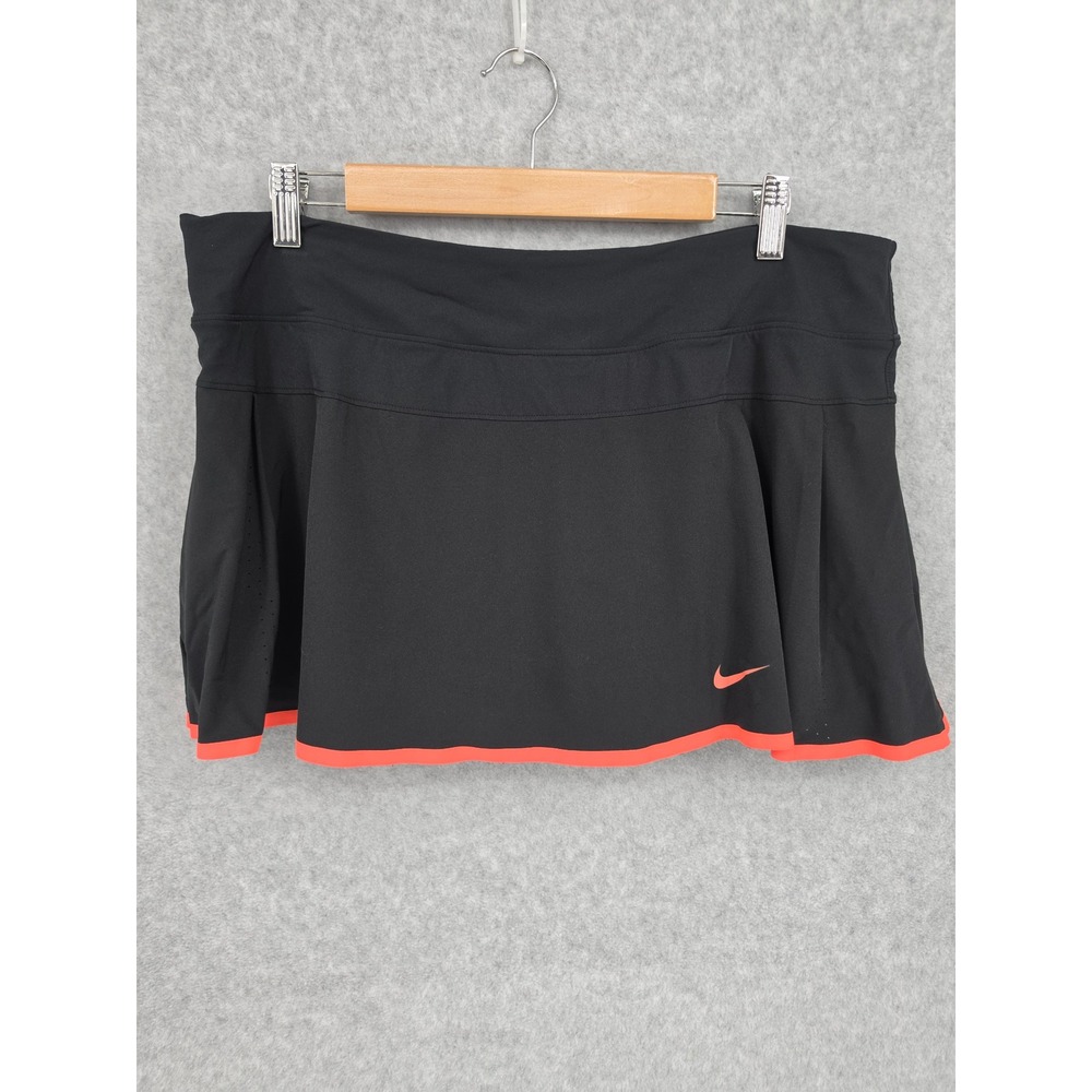 Nike Dri-FIT Premier Maria Skirt Skort XL Black Hot Lava Pickleball Golf Tennis